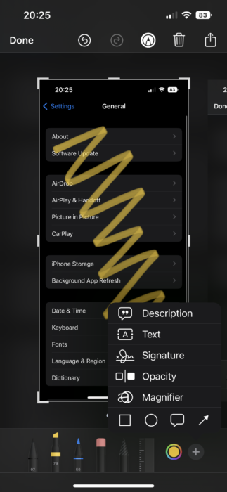 iPhone Screenshot Markup Tools