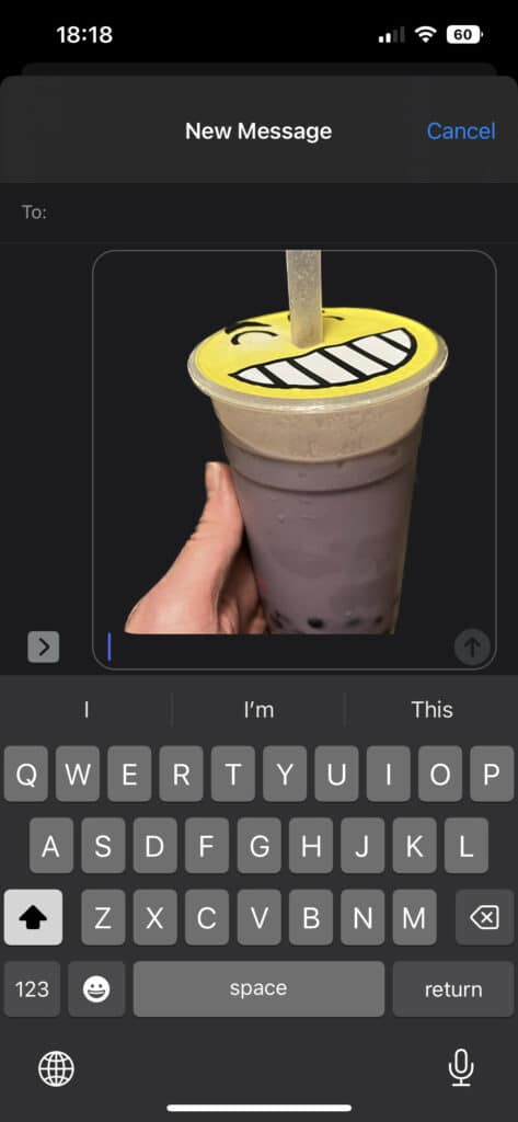 iPhone Sending Photo Subject as New Message