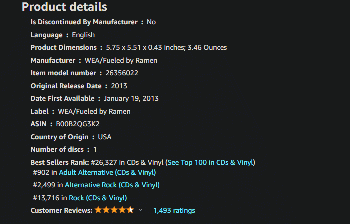 CD Metadata on Amazon