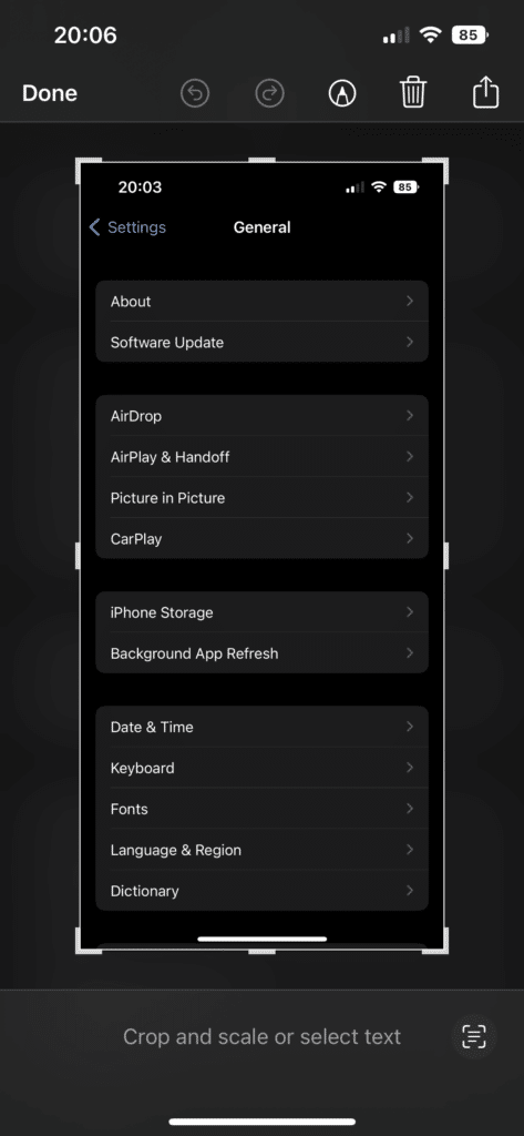 iPhone Screenshot Markup Home
